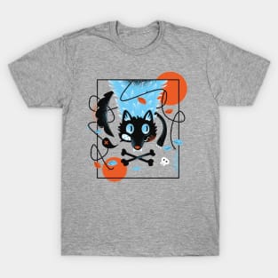 Graffiti Style Black Cat Puzzle T-Shirt